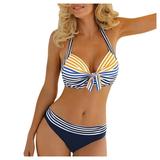 Lap Swimming Suit for Women Two Piece Underwire Bra Swimsuits for Women Bikini Swimwear Women Padded Swimsuit Print Waist Hight Fashion Push-Up Set Swimwears Tankinis Set Swimwears Women s Guard Pants