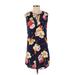Old Navy Casual Dress - Shift Tie Neck Sleeveless: Blue Floral Dresses - Women's Size X-Small