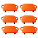 GSE Games & Sports Expert 6 Pack Plastic Sitting Scooter Board with Handles. Indoor Sport Equipment Gym Floor Scooter for Kid & Child - Orange