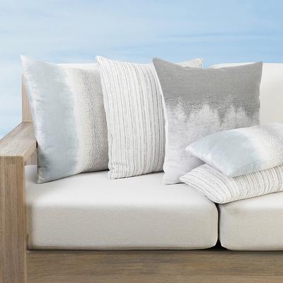 Silver Shores Indoor/Outdoor Pillow Collection by Elaine Smith - Luxe Stripe, 12" x 20" Lumbar Luxe Stripe - Frontgate