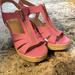Michael Kors Shoes | Michael Kors Canvas Front Zip Espadrille Wedge Sandals | Color: Pink | Size: 10