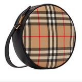 Burberry Bags | Burberry Louise Vintage Check Round Crossbody Bag | Color: Black/Cream | Size: 7.1"H X 7.1"W X 1.8"D