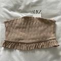 Zara Tops | Brand New Light Brown Zara Tube Top With Detailing | Color: Brown | Size: S