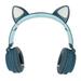 Cat Ear Headphones Retractable Cat Ear Gaming Headphones Noise Cancelling LED Light Low Power Consumption With Soft Earmuffs For Mobile Phone For Laptop Blue Green