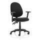 Dynamic KC0027 Eclipse II Lever Task Operator Chair with Height Adjustable Arms - Black with Height Adjustable Arms Matching Bespoke Colour Black Fabric