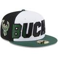 Men's New Era White/Hunter Green Milwaukee Bucks Back Half 9FIFTY Fitted Hat