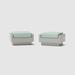 Wade Logan® Anushri Outdoor Ottoman w/ Sunbrella Cushions Wicker/Rattan in Gray/Blue | 17 H x 33 W x 22 D in | Wayfair