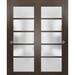 Closet Door - SARTODOORS Quadro Frosted Glass Paneled Wood Sliding Closet Brown Doors Wood in Brown/Green | 80 H x 72 W x 1.5625 D in | Wayfair