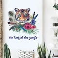 Autocollant mural tête de tigre créatif roi de la jungle autocollants auto-adhésifs décor de