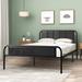 Trent Austin Design® Kempst Bed Frame w/ Rustic Vintage Wood Headboard Platform Bed No Box Spring Needed Metal in Black | Wayfair