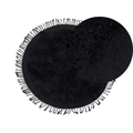 Teppich Schwarz Baumwolle Rund ⌀ 140 cm mit Fransen Getuftet Modern Boho Langhaar Hochflor Shaggy Bettvorleger Läufer für Fußbodenheizung