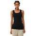 Bella + Canvas 1081 Women's Micro Ribbed Tank Top in Solid Black Blend size Medium | Cotton/Polyester