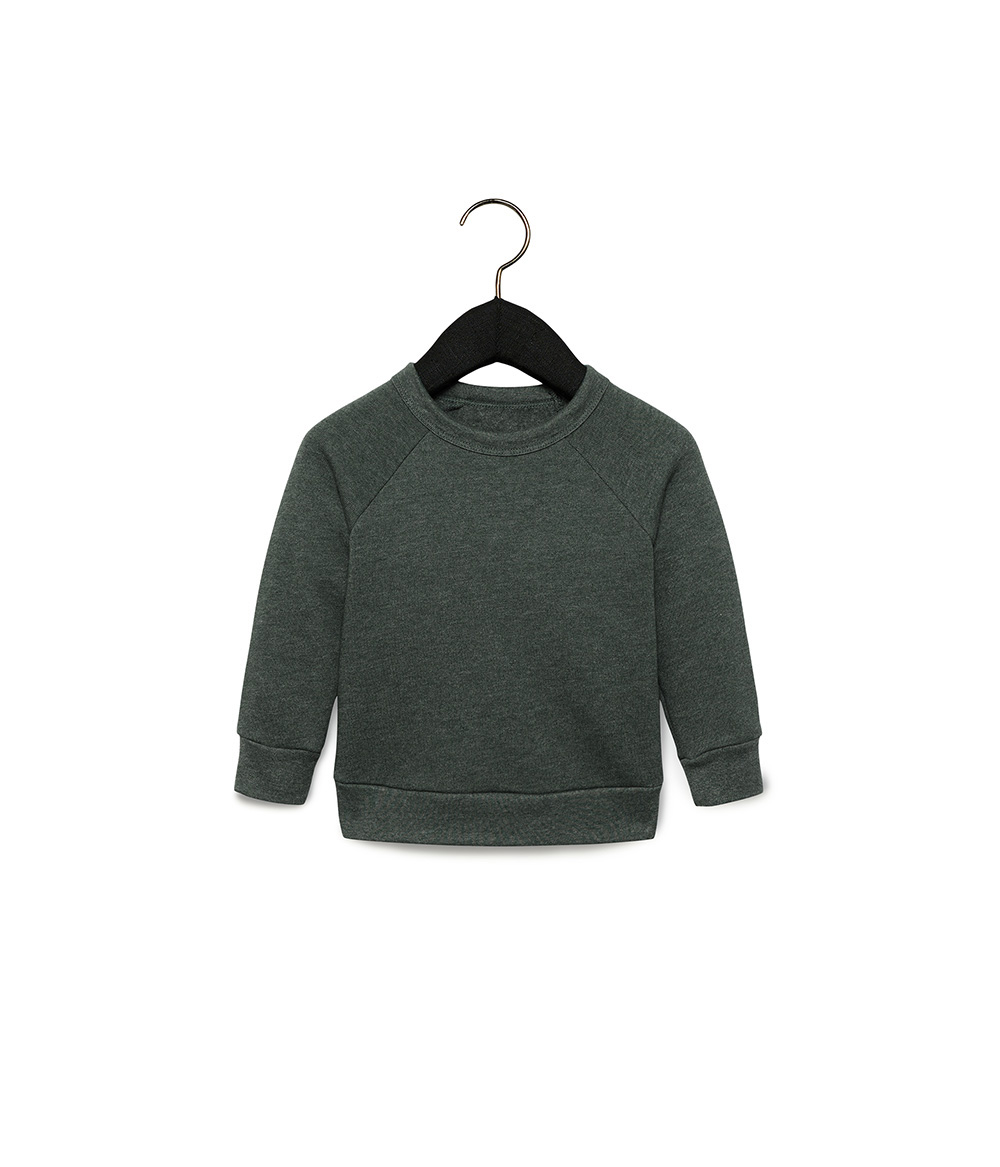 Bella + Canvas 3901T Toddler Sponge Fleece Crew in Heather Forest Green size 4T | Cotton/Polyester Blend