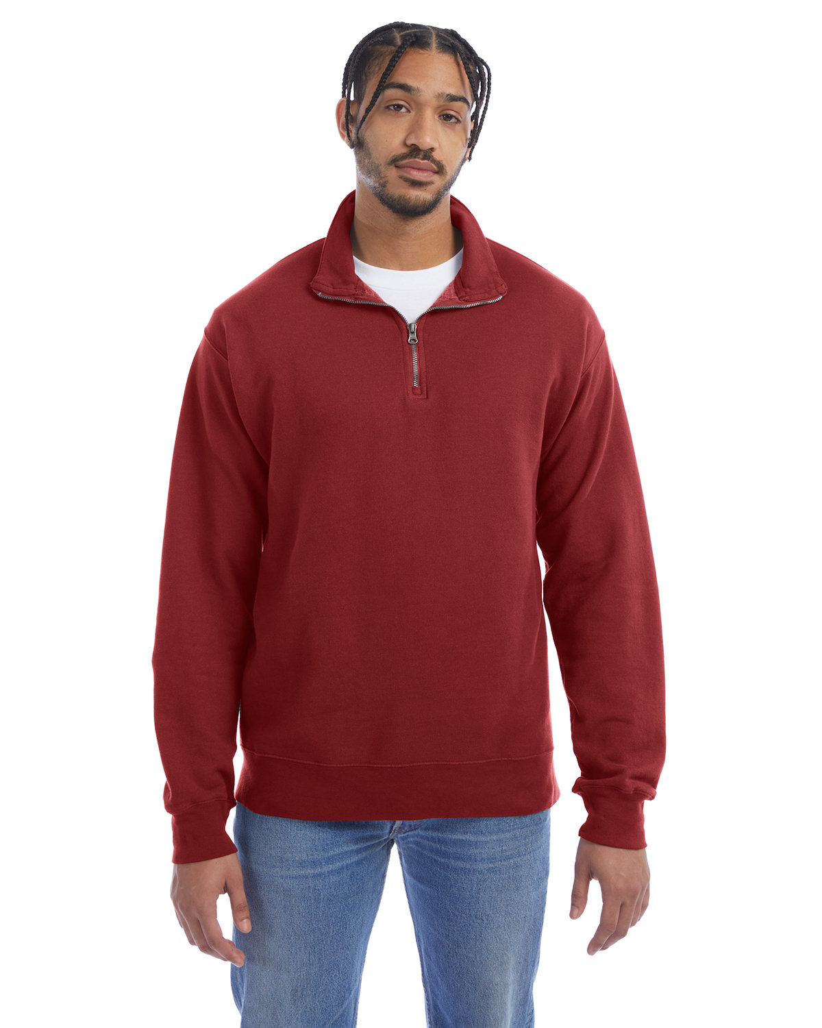 ComfortWash by Hanes GDH425 Quarter-Zip Sweatshirt in Cayenne size 3XL | Cotton/Polyester Blend