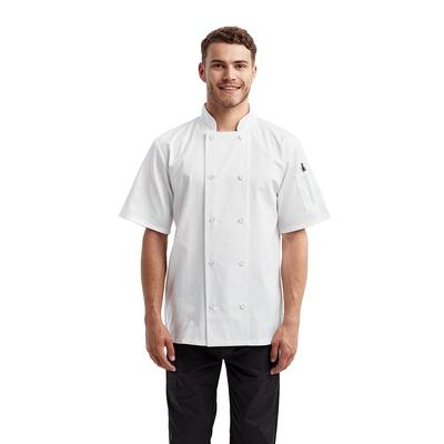 Artisan Collection by Reprime RP656 Shirt-Sleeve Sustainable Chef's Jacket in White size XL | 65/35 polyester/cotton