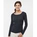 Boxercraft BW2402 Women's Harper Long Sleeve Henley T-Shirt in Black size XL | Cotton/Spandex Blend