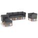 Latitude Run® 6 Piece Patio Lounge Set Poly Rattan & Eucalyptus Wood Black Plastic in Gray | 32 H x 59 W in | Wayfair