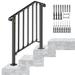 VEVOR Handrails for Outdoor Steps 1-4 Adjustabel Steps Outdoor Stair Railing Wrought Iron Handrail Flexible Porch Railing