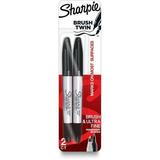 Sharpie Brush Twin Permanent Markers - Ultra Fine Marker Point - Brush Marker Point Style - Black - 2 / Pack | Bundle of 2 Packs