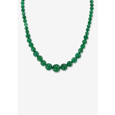 Women's Graduated Round Genuine Green Jade Necklace 18" Jewelry by PalmBeach Jewelry in Jade