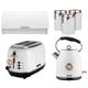 Tower Bottega 3KW 1.7L Kettle, 2 Slice Toaster, Linear Bread Bin & Set of 3 Canisters. Matching Kitchen Set of 6 in White & Rose Gold