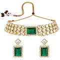 Aheli Ethnic Choker Necklace Earrings Wedding Bollywood Party Jewelry Set for Women