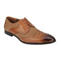 Mens Classic Faux Leather and Tweed Mix Two Tone Brogue Lace up Shoes Size 6 7 8 9 10 11 11.5 [A1915H-BROWN-43]