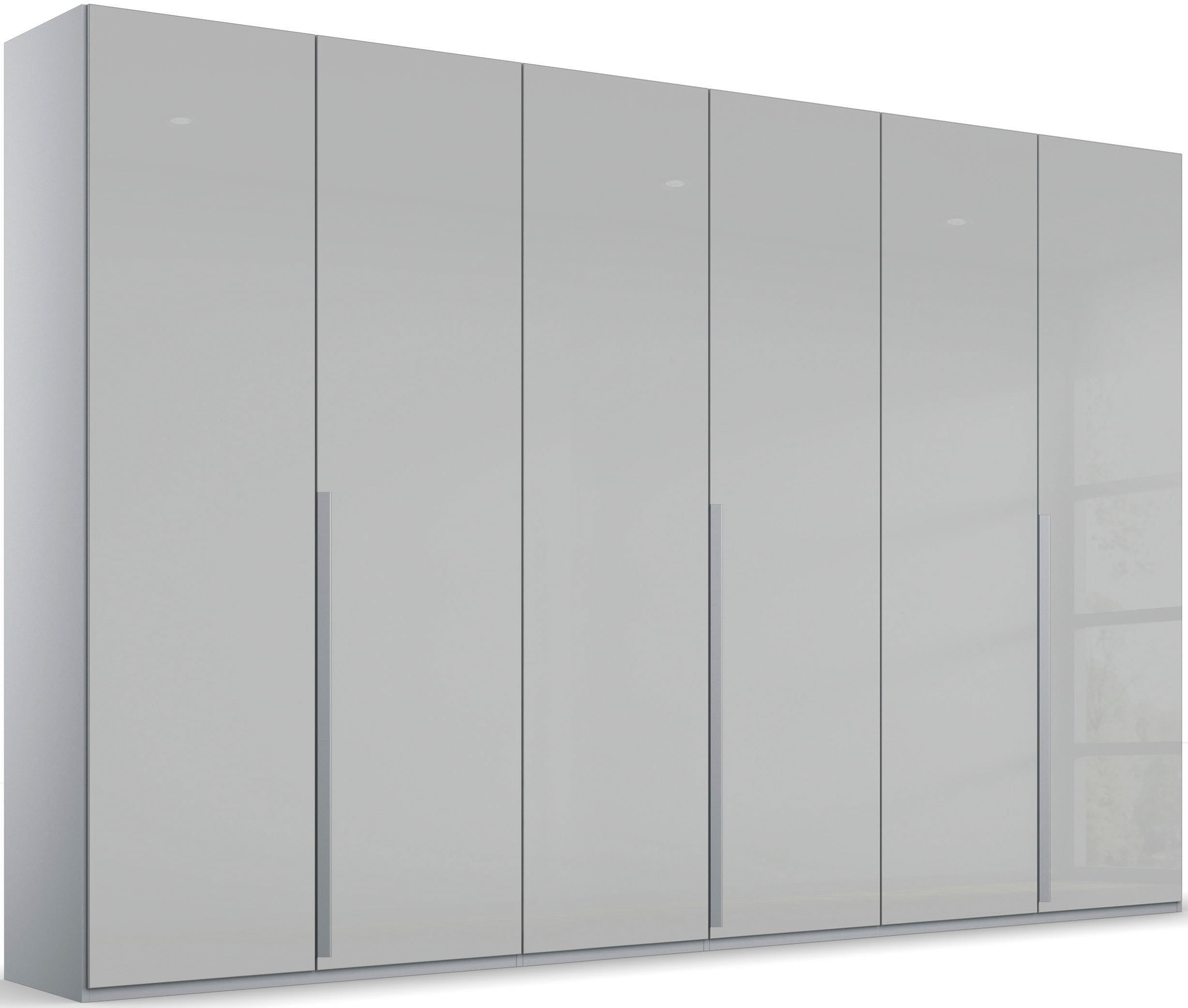 Drehtürenschrank RAUCH "Kleiderschrank Schrank Garderobe Wäscheschrank PURISMA Glasfront", grau (seidengrau, glas seidengrau), B:301cm H:223cm T:60cm, Holzwerkstoff, Schränke, Drehtürenschrank, schlichte Eleganz, mit umfangreicher Innenausstattung...