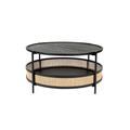 Luxury Furnitures Makoto 4 Legs Coffee Table w/ Storage Rattan/Wicker/Wood/Metal in Black/Brown | 16 H x 32 W x 32 D in | Wayfair LF2300309