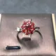 1pcs/lot Natural Garnet Ring lucky red rotatable C shape S925 sterling silver with diamonds Ladies