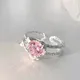 Bagues coeur en pierre rose pour femmes argent regardé 100% accessoires rétro simples cadeaux de