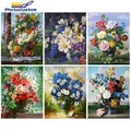 Peinture par numéros de fleurs sur toile photo personnalisée dessin de fleurs peint à la main