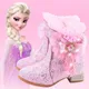 Disney-Bottes de rinçage princesse Elsa pour filles bottes en coton velours plus chaussures