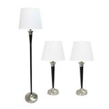 Perennial Modern Sonoma 3 Piece Metal Lamp Set (2 Table Lamps 1 Floor Lamp) For Living Room Bedroom Home Dï¿½cor