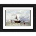 Bradford William 24x17 Black Ornate Wood Framed with Double Matting Museum Art Print Titled - Outward Bound Whaler