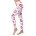 haxmnou valentine s day print high waist yoga pants for women s leggings tights compression yoga running fitness high waist leggings hot pink s