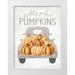 Lettered and Lined 19x24 White Modern Wood Framed Museum Art Print Titled - Freshly Picked Pumpkins