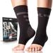 PowerLix Ankle Brace Compression Support Sleeve (Pair) for Injury Prevention & Recovery Joint Pain Relief with Non-Slip Cuff & 3D Compression Design Black Stripes - XL