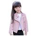 Kids Baby Girls Bos Long Sleeve Solid Outwear Leather Coat Short Jacket Clothes Jackets Outwear For 4-5 Years