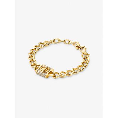 Michael Kors Precious Metal-Plated Brass Pavé Lock Curb Link Bracelet Gold One Size