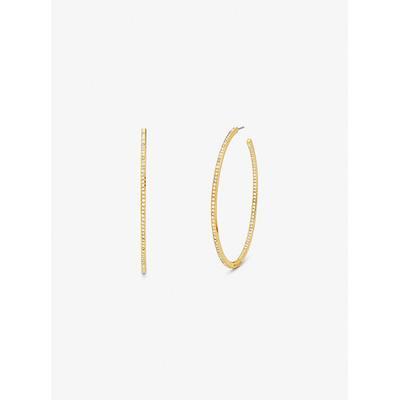 Michael Kors Precious Metal-Plated Brass Pavé Hoop Earrings Gold One Size