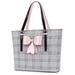 Mosiso Laptop Tote Bag for Women PU Leather Large Capacity Travel Briefcase Work Office Handbag with Bowknot for MacBook & Notebook