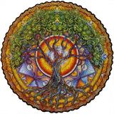 UNIDRAGON Original Wooden Jigsaw Puzzles - Mandala Tree of Life 350 pcs King Size 13 x13 Beautiful Gift Package Unique Shape Best Gift for Adults and Kids