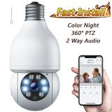 TOGUARD 1080P Light Bulb Camera 2.4G WiFi E27 Security Camera Wireless Outdoor 2-Way Audio Color Night Vision 360Â° IP Dome Camera with Remote Access Motion Detection (1PC)