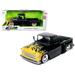 1955 Chevrolet Stepside Pickup Truck Matt Black with Yellow Flames Just Trucks Series 1/24 Diecast Model Car by Jada