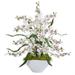 Nearly Natural Dancing Lady Orchid Artificial Arrangement in White Vase