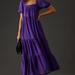 Anthropologie Dresses | Anthropologie - Purple Puffed Sleeve Tiered Maxi Dress | Color: Purple | Size: S