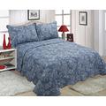 Bentley Priory Linens Katie Dark Blue Quilted Bedspread Cover Set King Size Uk Double Bed Single Bed Matching Pillow Covers Subtle Floral Stitch (DOUBLE BED)