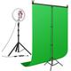 Content Creator Greenscreen Streaming Lighting Kit | 12 Inch Dimmable Ring Light Selfie with Green Screen Chromakey Background 2 x 3m | T Stand Background Holder For Streaming Youtube Vlog Tik Tok