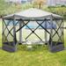 DreamDwell Home 12Ft x12Ft Pop Up Steel Patio Gazebo w/ Mosquito Netting Sidewalls - Insect-Resistant Design /Soft-top in Black/Gray | Wayfair